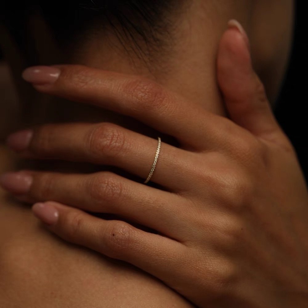 Sparkle stackable Ring| SO Dainty | Diamond cut ring| Stack Ring| size us 7